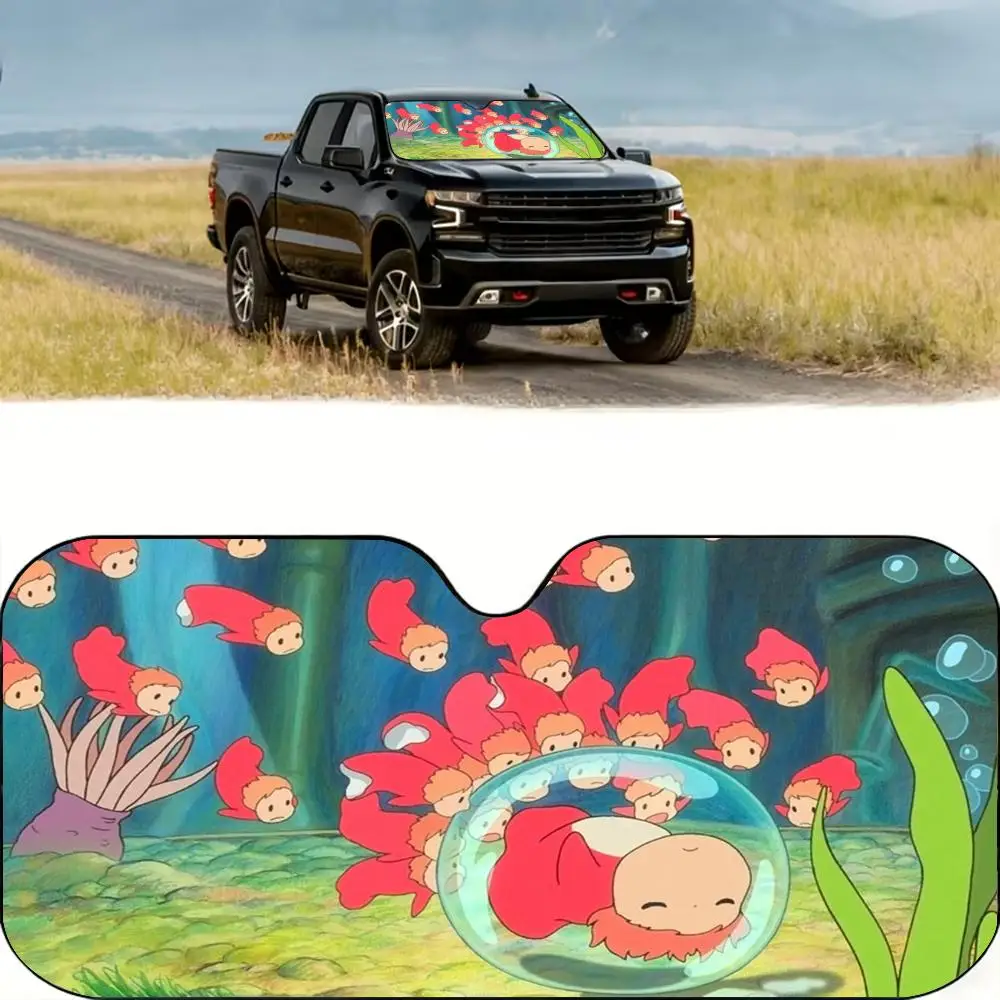 

P-Ponyo On The C-Cliff Sun Visor Reusable Aluminum Foil UV Protector Heat Three-layer Insulation Windshield Sunshades