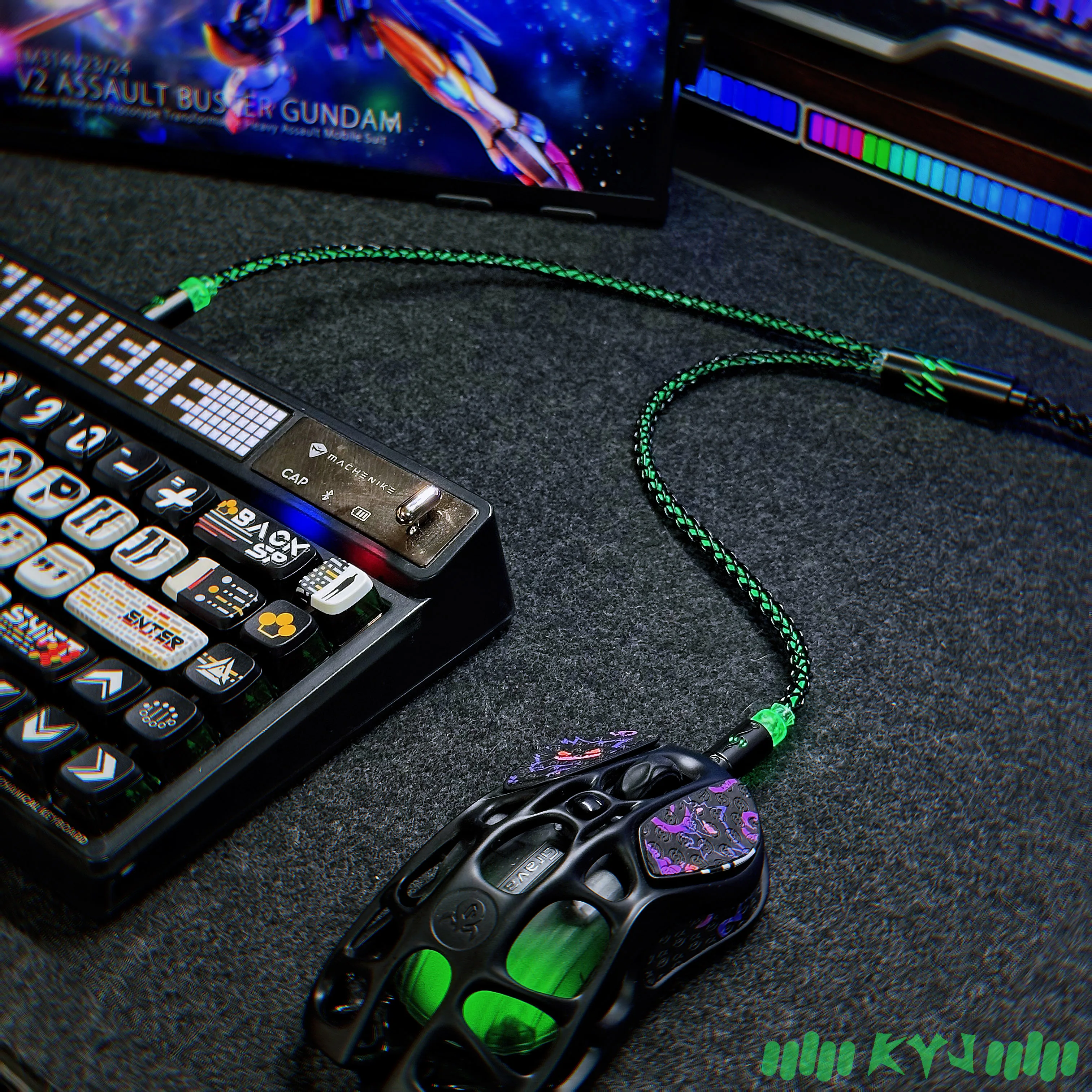 Custom OCC Glowing 1-to-2 Aviator Cable, 8K Braided Data Line for Magnetic Axis Keyboards & Wireless Mice Gift