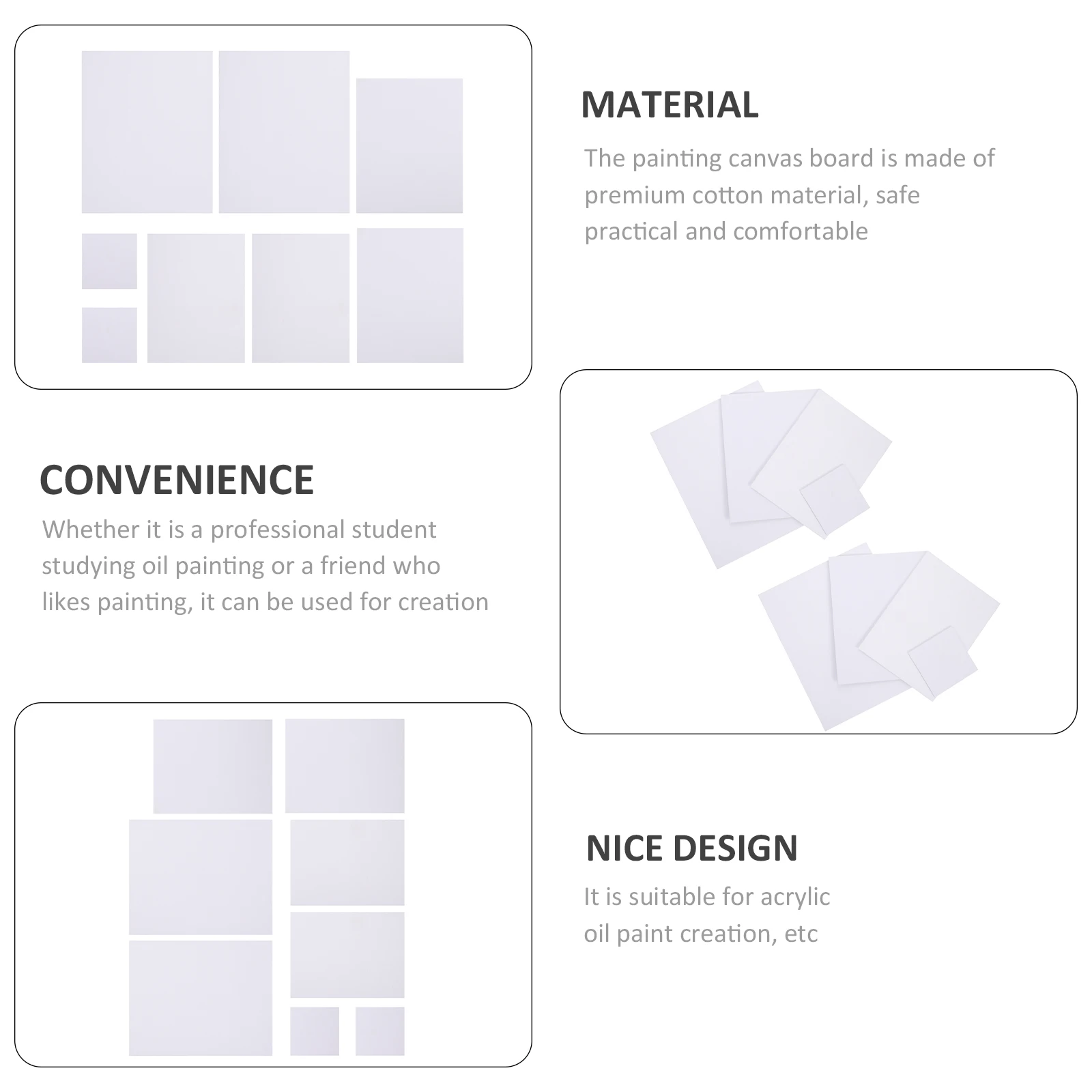 8pcs Premium Cotton Painting Canvases Oil Canvas Boards For Art Students Blank Stretched Canvas Panels For Oil Acrylic Painting