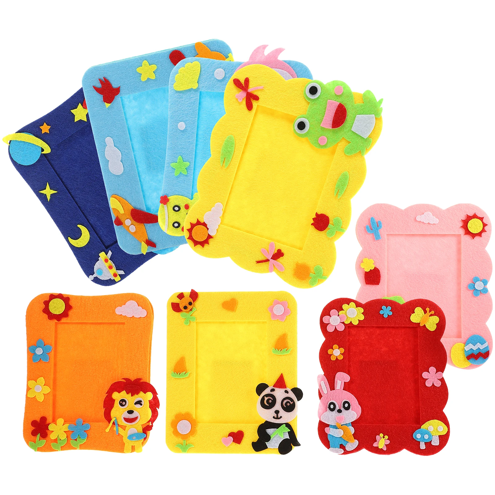 

12pcs Photo Frame for Kids Cute Cartoon Picture Frames Craft Decor Felt Cloth Desktop Picture Frame Desktop Practical Gifts