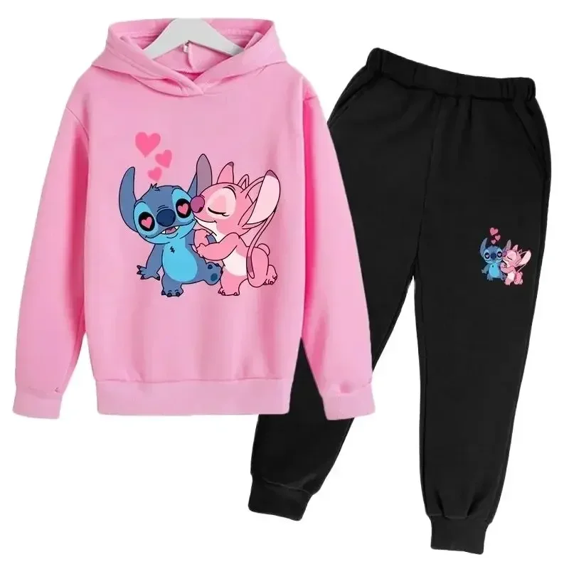 Autumn Stitch Disney Printed Boys and Girls Casual Sportswear Children's Hoodie + Pants Suit 3-14 Years Old Sports Kid Clothing