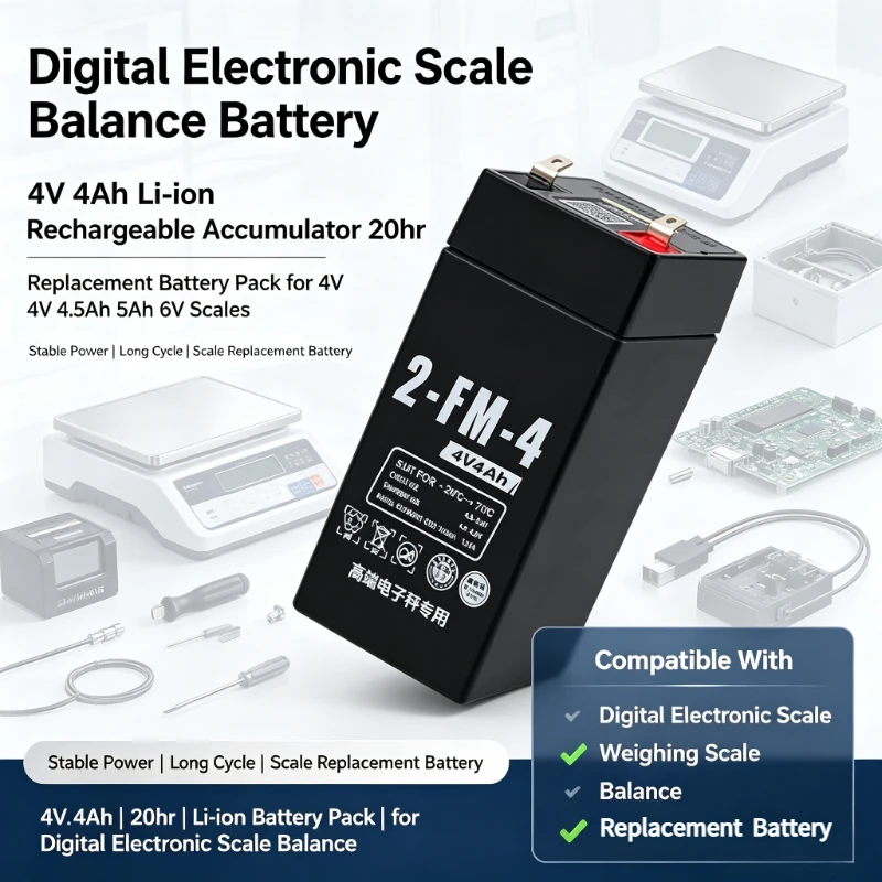 4V 4Ah 4.5Ah 5Ah 6V Li-ion Battery Pack 20hr Rechargeable Accumulator For Digital Electronic Scale Balance