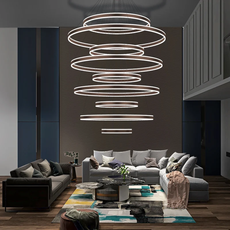 Imagem -04 - Acrílico Led Ring Chandelier For Living Room Lâmpada de Anel Personalizada Arte Minimalista Moderna Personalidade Net Red Villa Loft