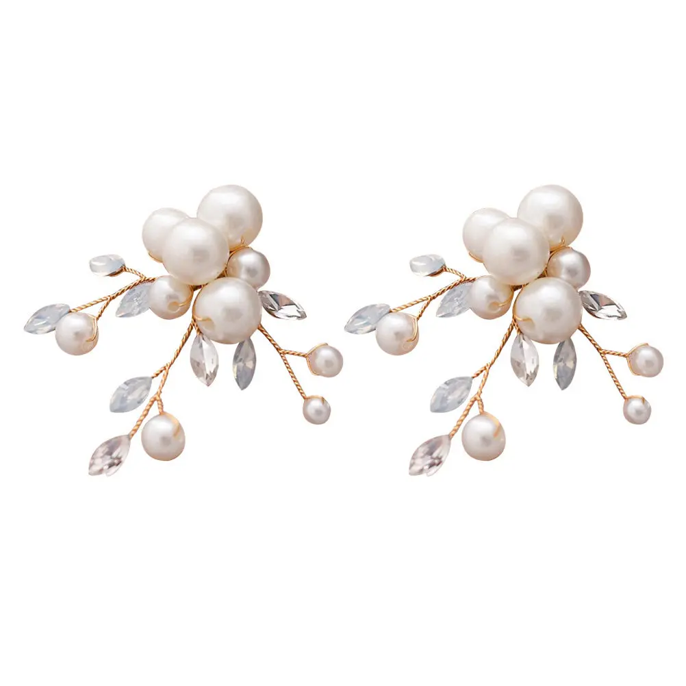 1Pair Removable Pearl Shoes Flowers Crystal Alloy Decorative Buckles for Wedding Shoes Bride High Heels Banquet Daily Use