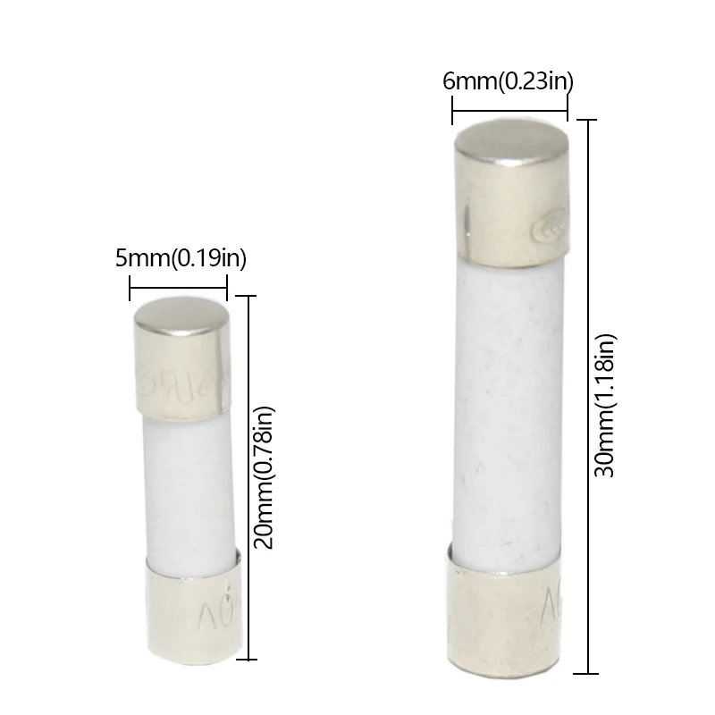【10PCS】5*20mm ceramic fuse tubes 6*30 250V fast-break F0.5A/1A/2A/3A/5A/8A/10A/15A