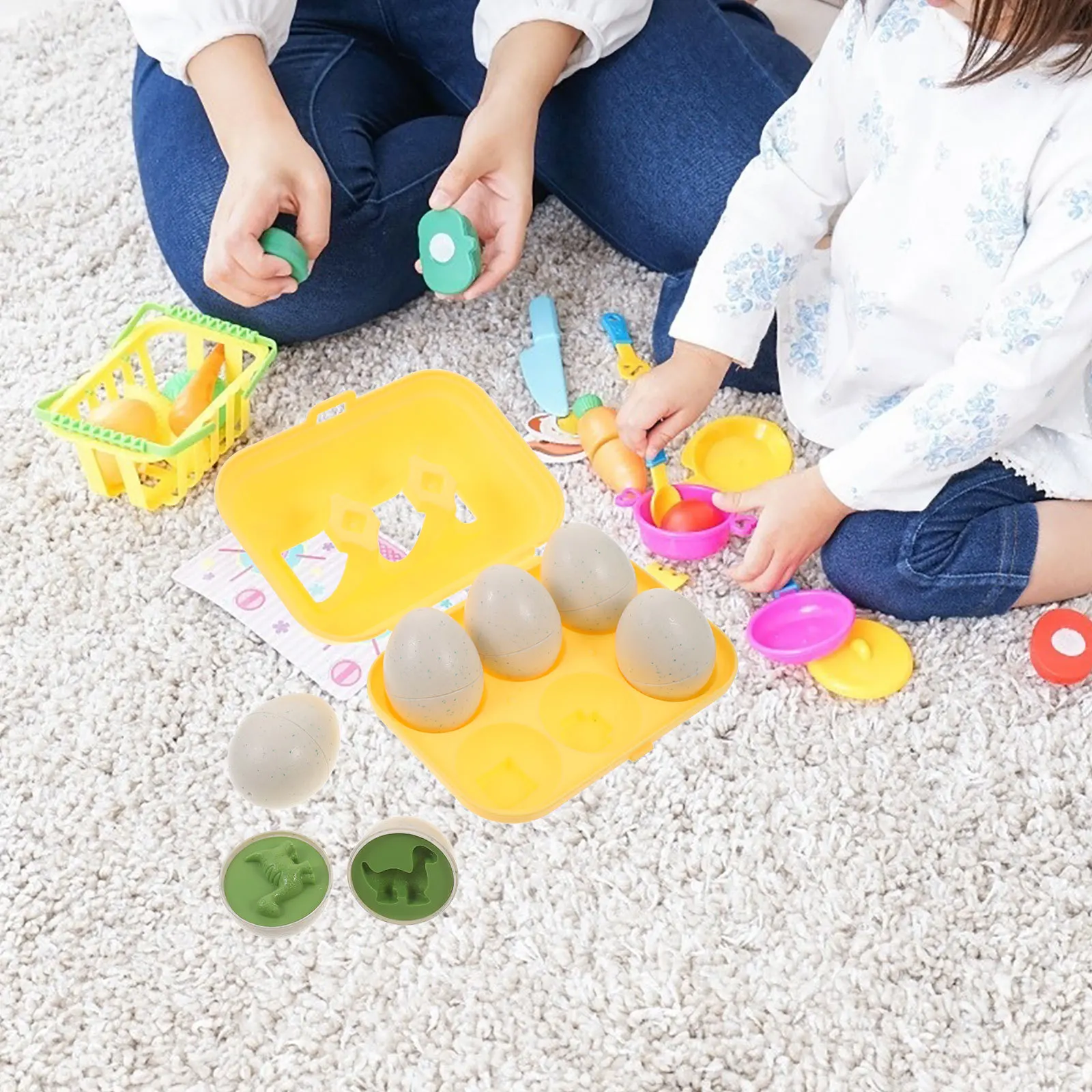 Oeufs assortis, outil d'éducation précoce pour enfants, reconnaissance des couleurs et des formes, sûr, réutilisable, utilisation longue durée, cadeau d'anniversaire et de vacances, 6 pièces