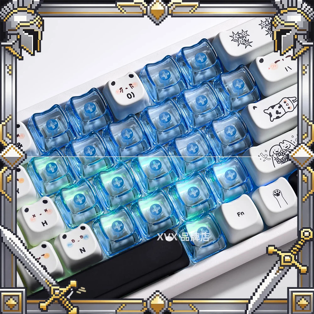 XVX Cat PC Keycaps Transparent MAO Height Keycap MX Structure PC Material Keyboard Keycaps Customized PC Accessories Gifts