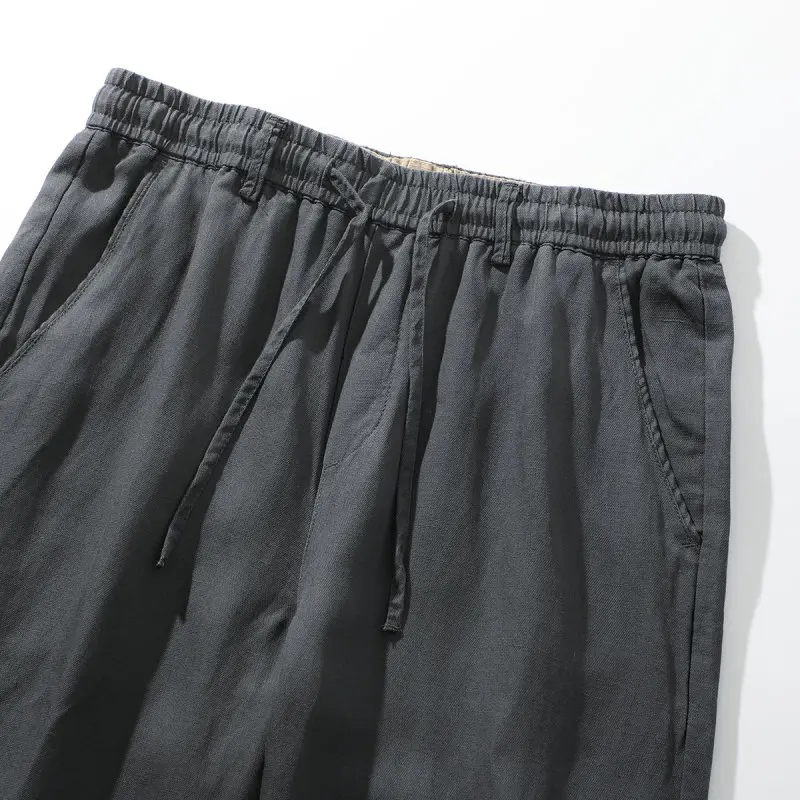 30% Linen, 70% Lyocell, Outdoor Sports Pure Color Trendy Casual Fishing Fashionable Breathable Tencel Linen Blended Long Pants
