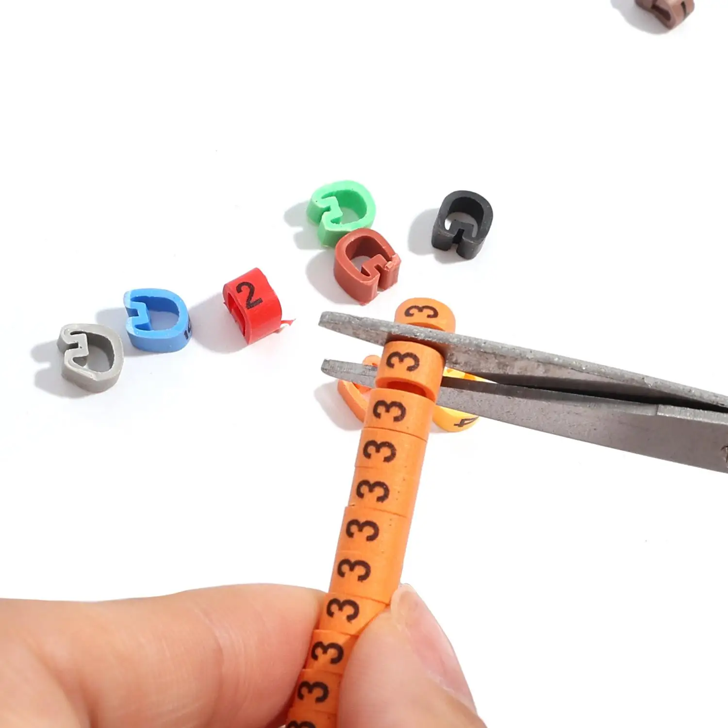 500PCS EC-0/1 Cable Marker Wire Label 0 To 9 Insulation PVC Cable Marking Sleeve Wire Separator Decoration Colored Number Tube