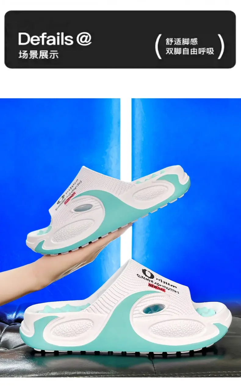 Sommer-Outdoor-Bekleidung für Damen und Herren: Dickbesohlte, geruchsabweisende und rutschfeste Herren-Slipper, Zweifach-Tragbare Strand-Sandalen und -Slipper – Detail 8