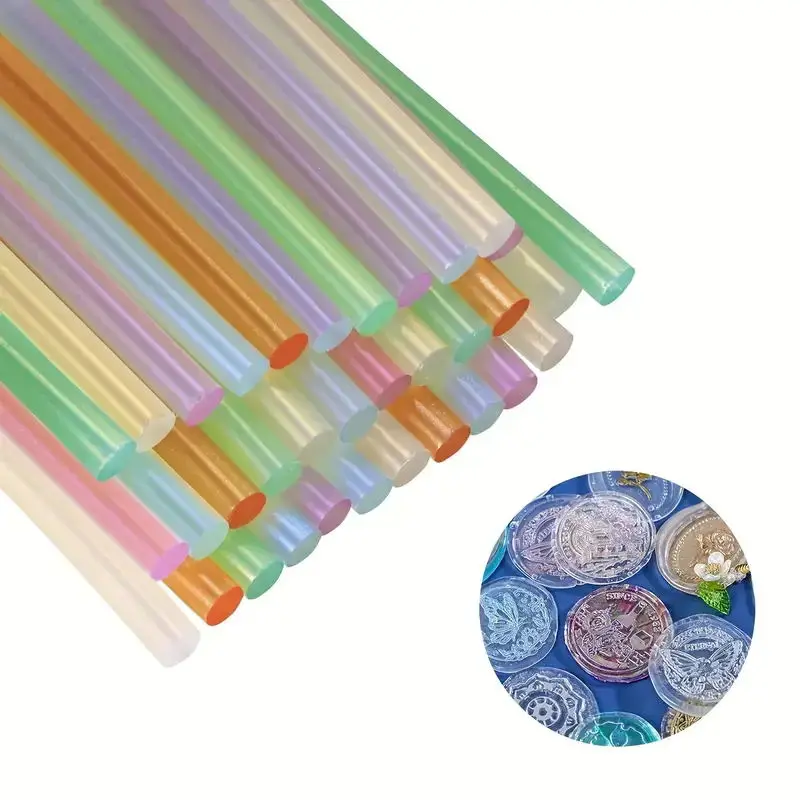 

70pcs 7*100mm/7*200mm Glue Gun Sealing Wax Sticks Colorful Transparent Pearlescent DIY Invitation Envelope Gift Card Wrapping