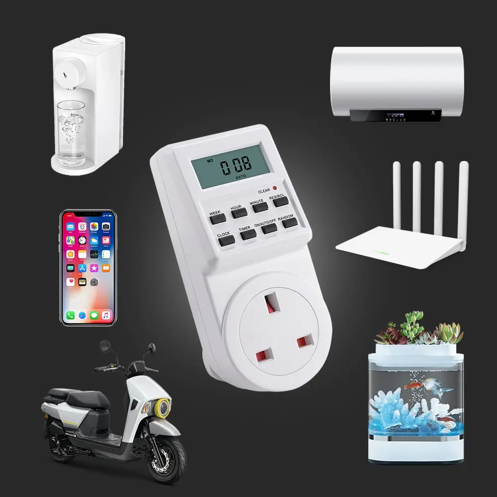 Electronic Digital Timer Switch 12/24 Hours Cyclic EU UK US Plug Kitchen Timer Outlet Programmable Timing Socket 220V 120V