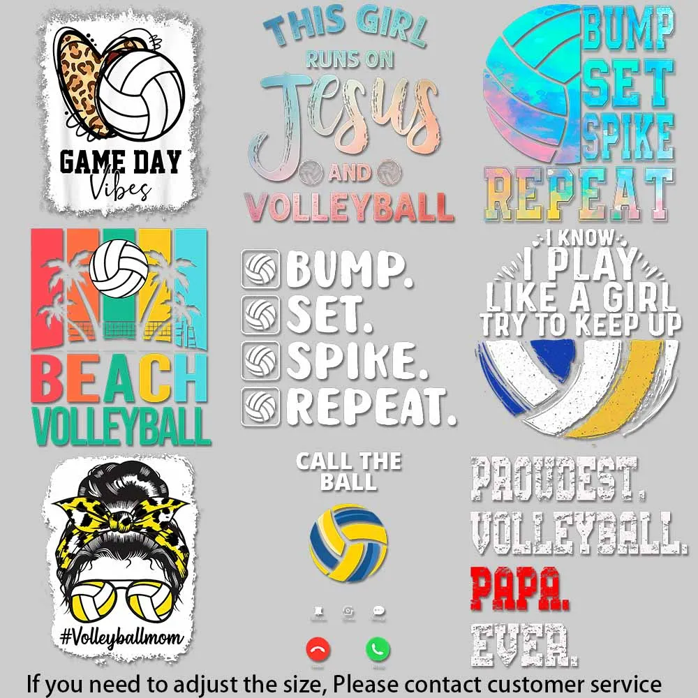Volleyball Heat Transfer Patch Colorful/Solid DIY Decal for T-Shirts Bags Pillows Washable Quick - drying Heat Transfer