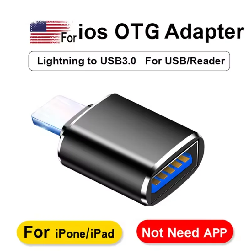 USB 3.0 OTG Adapter for IPhone 14 13 12 11 Pro XS Max XR X 8 Plus 7 6s IPad Lightning Male To USB 3.0 Adapter for IOS 13 Above