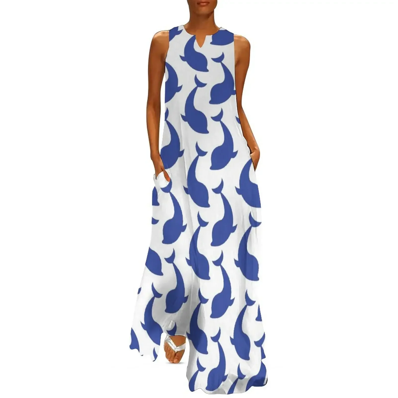 

Blue Dolphin Pattern Long Dress festival outfit women summer dresses ladies 2025 summer dresses dresses korean style Dress