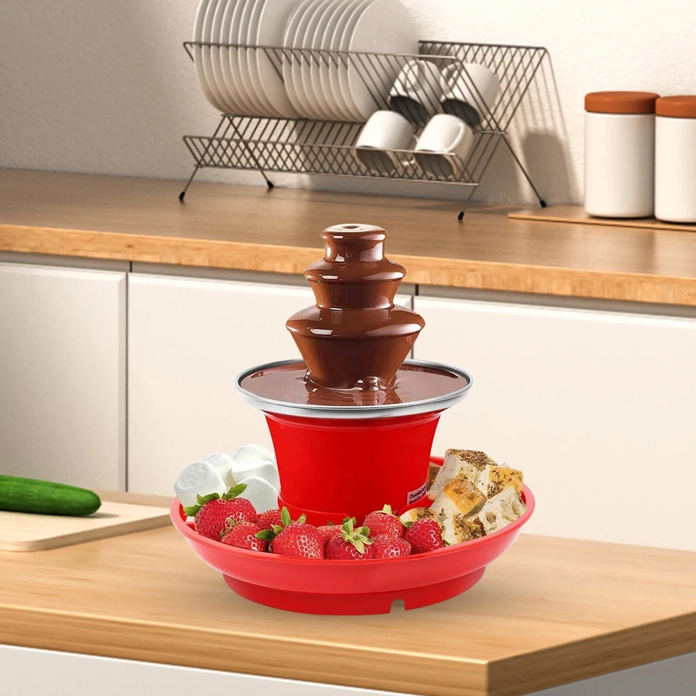 3 Layer Electric Chocolate Fondue Fountain DIY Handmade with Fruits/Nuts/Treats Serving Tray 35W for Weddings Birthday Parties