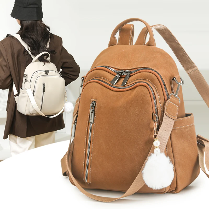 Large Capacity PU Leather Convertible Backpack, High quality Women's Tote Shoulder Handbag Purse, 3 Ways Carry for Travel Work