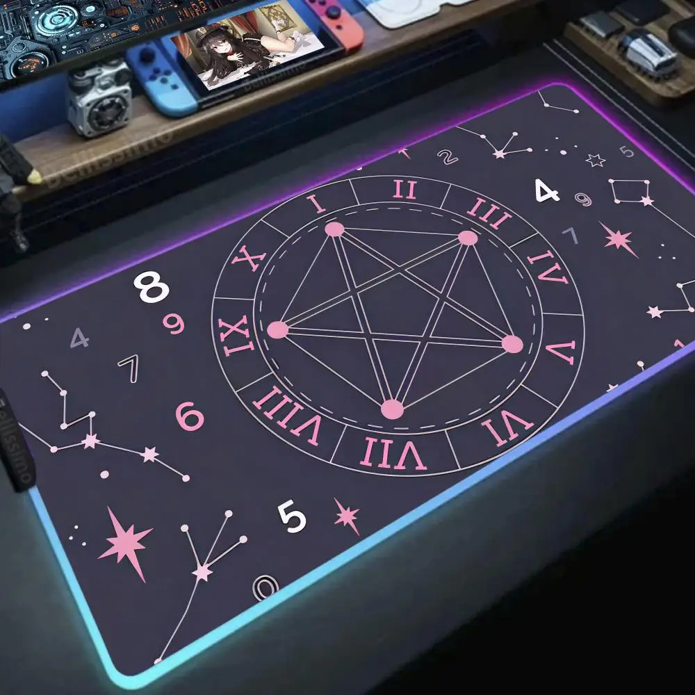 

Stars and Moon Mouse Pad RGB Gifts for boys Valorant Size For E-sports Keyboard Gaming Glowing Led Popular desk mats Computer