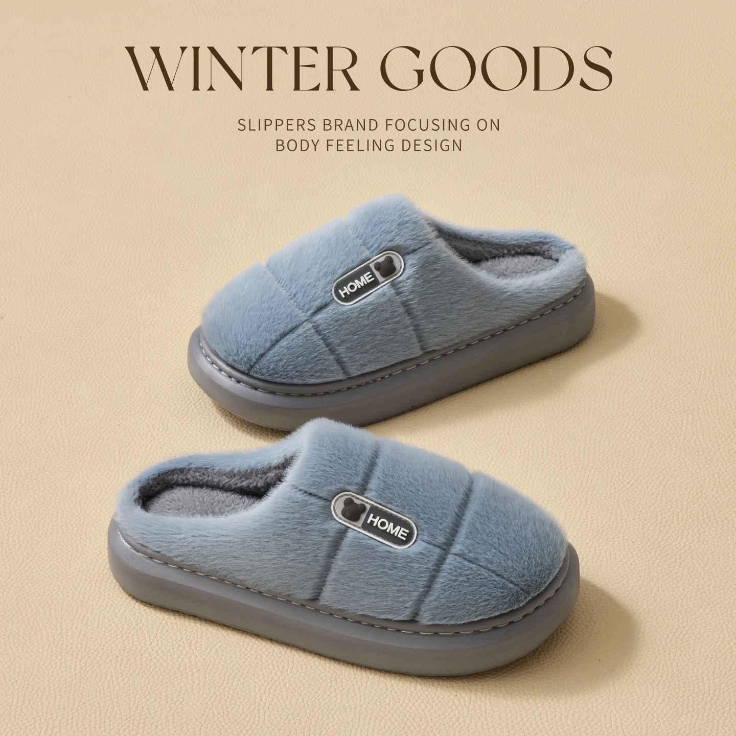 Winter Warm Plush House Slippers For Men Soft Fuzzy Non‑Slip Indoor Home Slippers Thick Sole Cozy Fluffy Bedroom Shoes  Winter