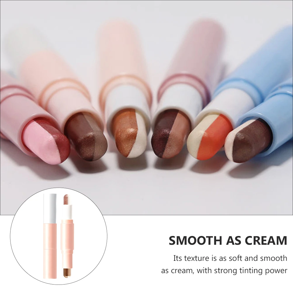 

2pcs Eye Shadow Stick Waterproof Shimmer Dual Color Long Wear Rotatable Design Makeup Tool Silver Glitter Plastic