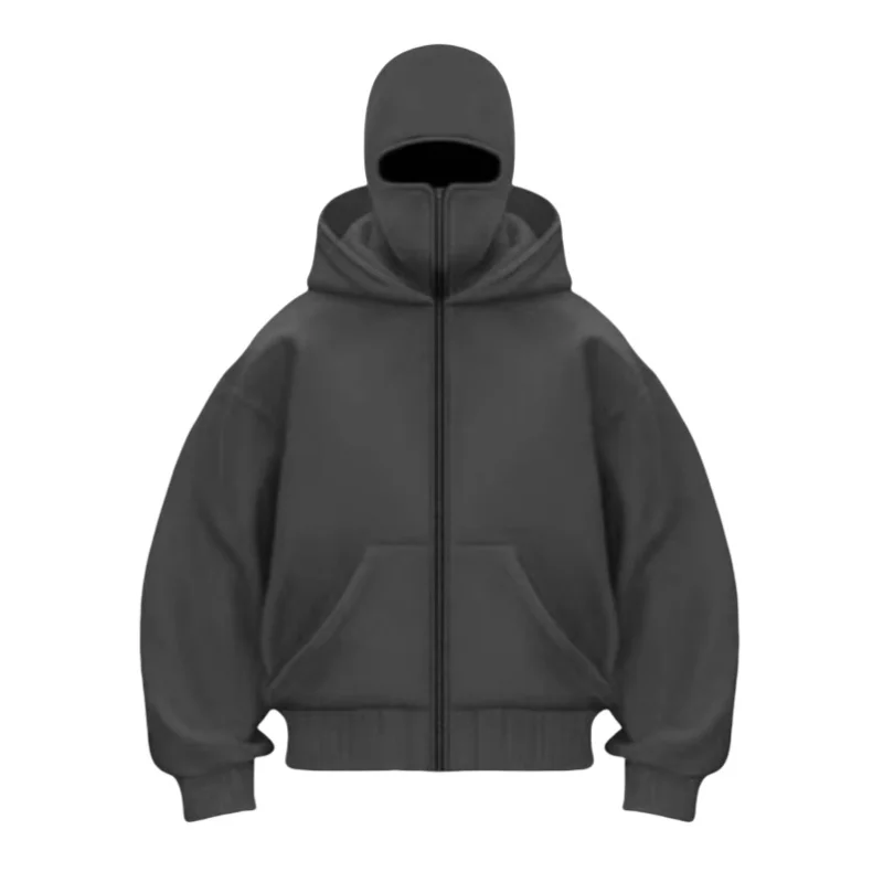 2024 Otoño/Invierno nuevos hombres Casual deportes doble sombrero diseño de máscara facial moda suelta ciclismo al aire libre a prueba de viento cálido Sudadera con capucha