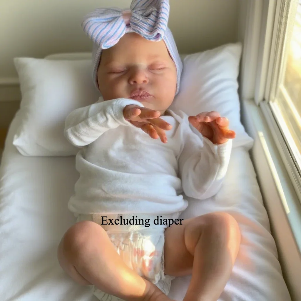 BZDOLL 20inch 50cm Asleep Reborn Doll, 3D Skin & Veins (Vinyl Limbs, Cloth Body), Newborn Princess Gift for Kids