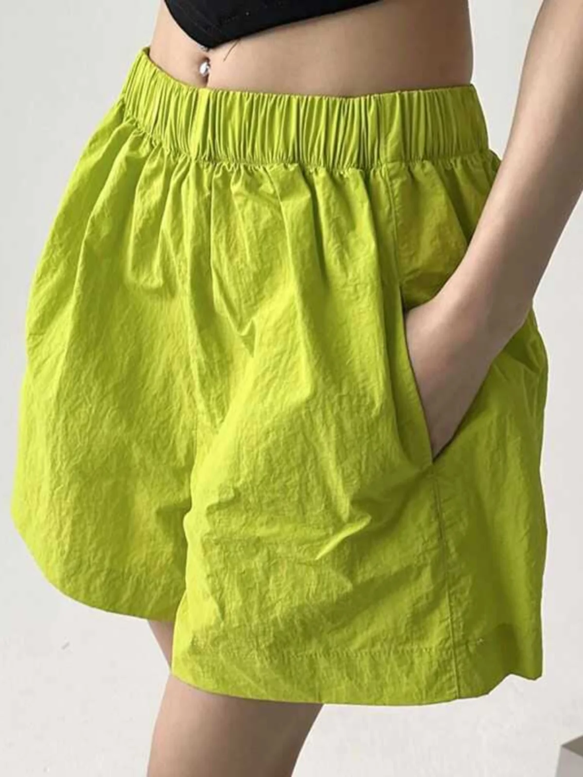 Summer 2025 Women's Casual Quick Dry Comfortable Workwear Shorts Sporty Slimming Hot Pants High Waist Wide Leg Commute Style