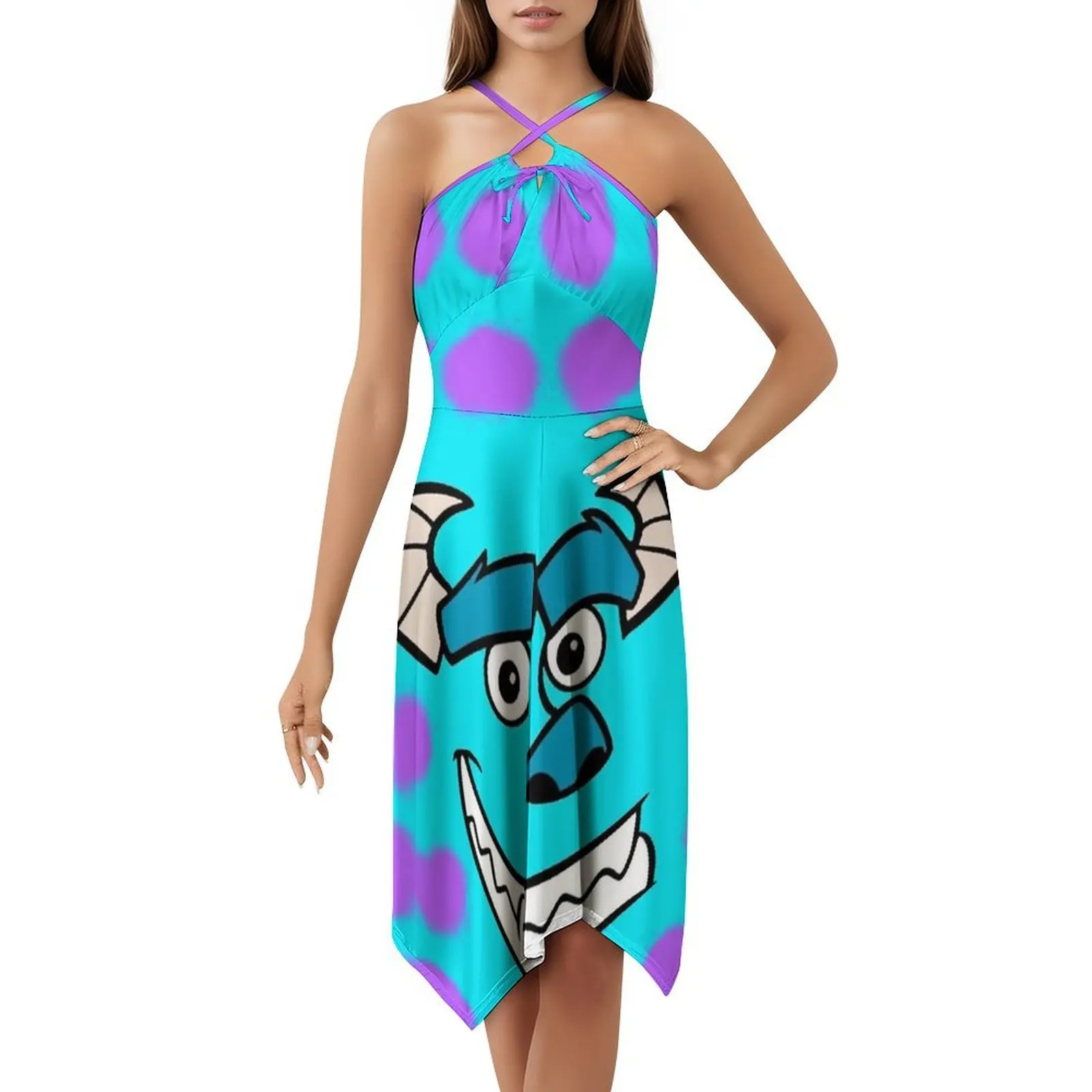 فستان Monsters Inc Sully Floral Smock للنساء للربيع والصيف فستان كاجوال للحفلات Monsters Inc Sully Society Artist Womens #5