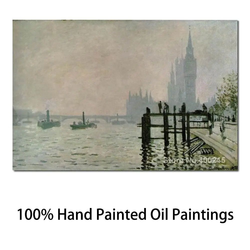 

Art Oil Painting for Living Room The Thames at Westminster by Claude Monet Hand Painted High Quality