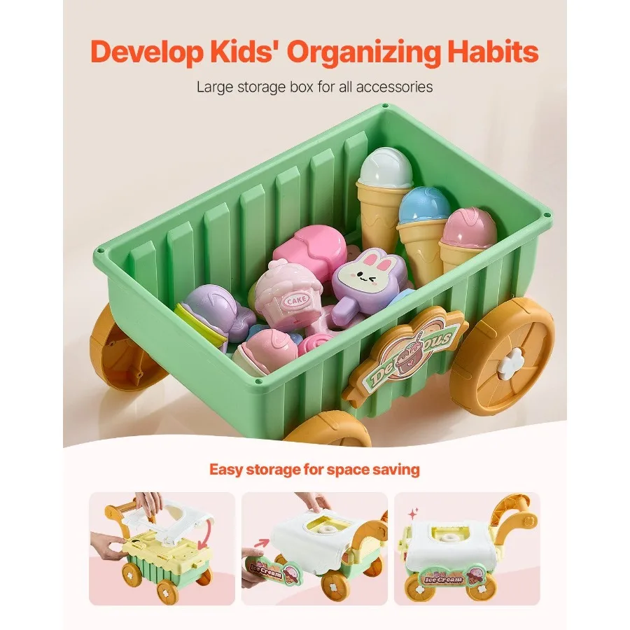 Chariot de crème glacée pour faire semblant de jouer au magasin de crème glacée pour les 3 ans et plus