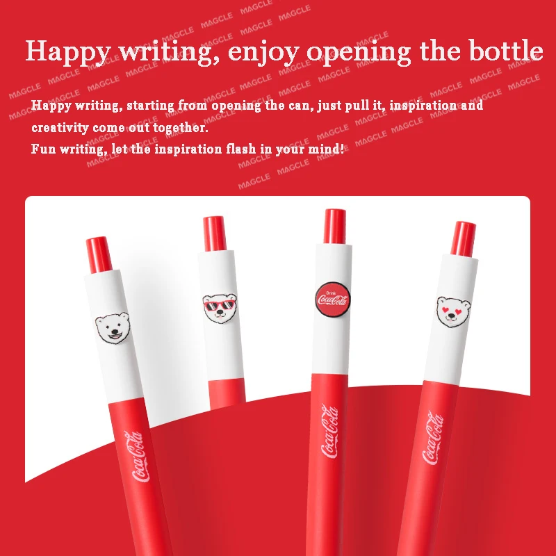 4 قطع من أقلام كوكا كولا الدب في الزجاجة، امتحان جاف وسريع قابل للسحب وقلم أسود للمكتب، مدرسة الكتابة الجمالية الإبداعية #2