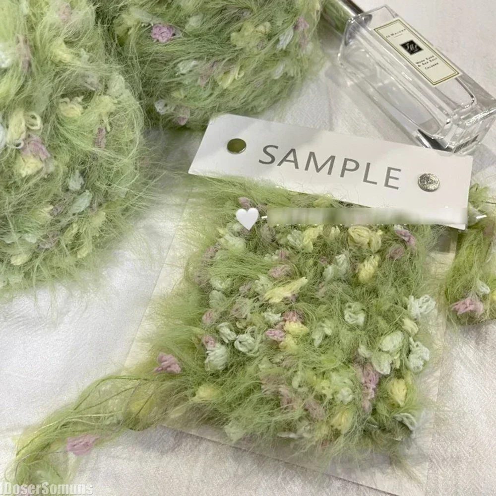 125 g handgemischtes Strickgarn, Garten-Serie, grüner Blumenfaden, handgefertigt, Häkeln, Nadel, gewebt, Tasche, Haarschleife, Garn, Dekor
