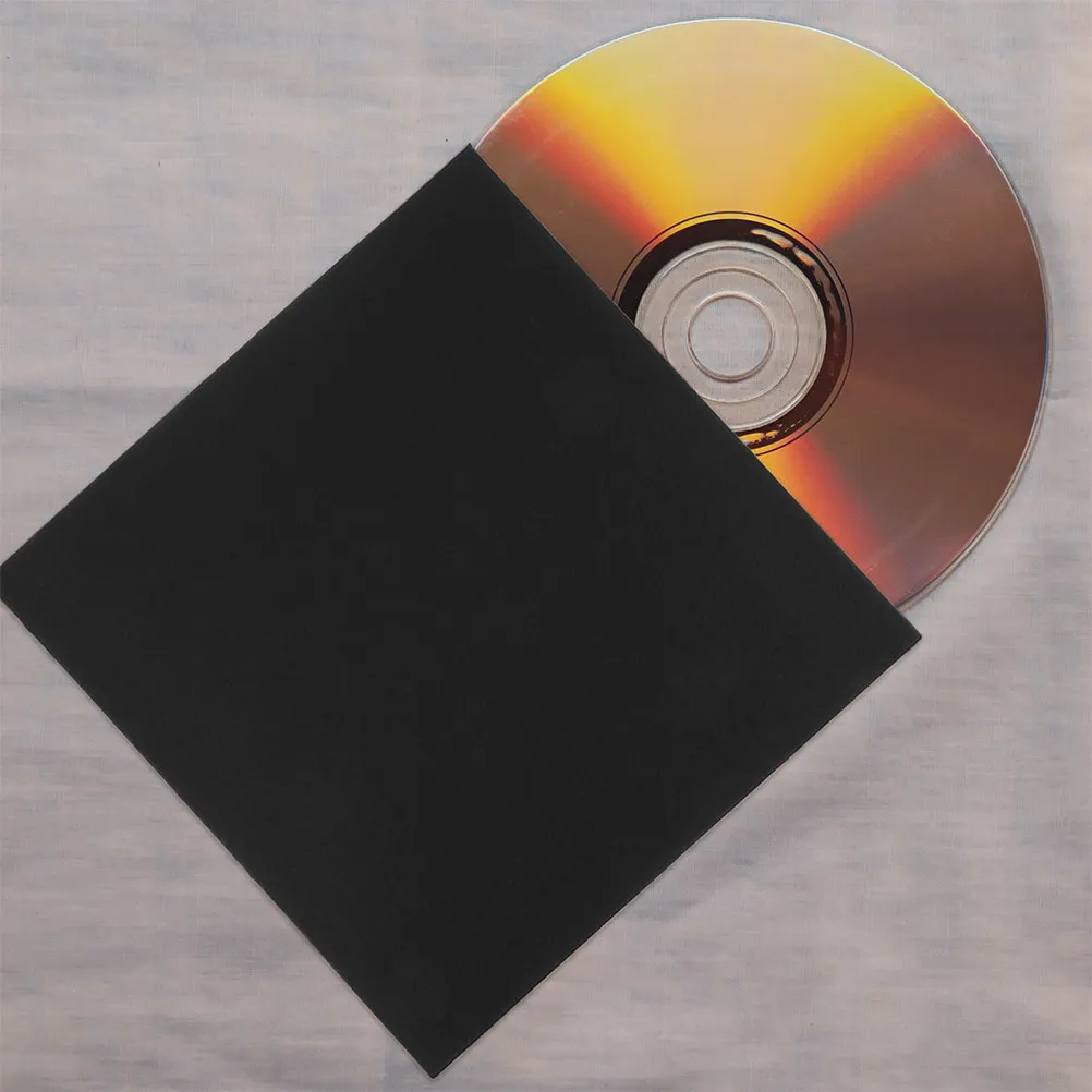 12Pcs Black Paper Cd Dvd Sleeves Cd Disc Storage Wallet Organizer Document Holder Wedding Card Storage Pouch Protection Case