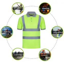 T-Shirts Men Summer Polyester High Visibility Safety Reflective Short Sleeve T-Shirt Top T-shirt men's tshirt Safety Reflective