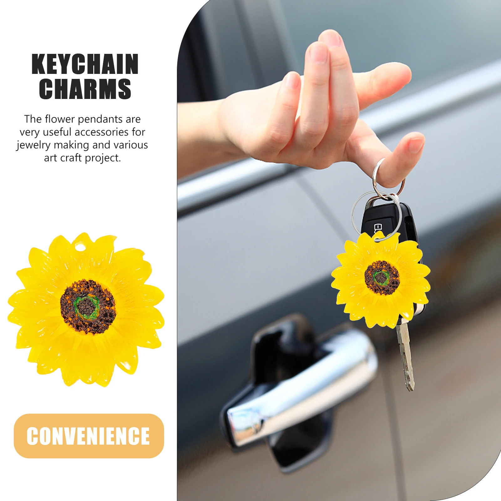 10 Pcs Sunflower Keychain Hanging for Decoration Party Car Dashboard Decorations Resin