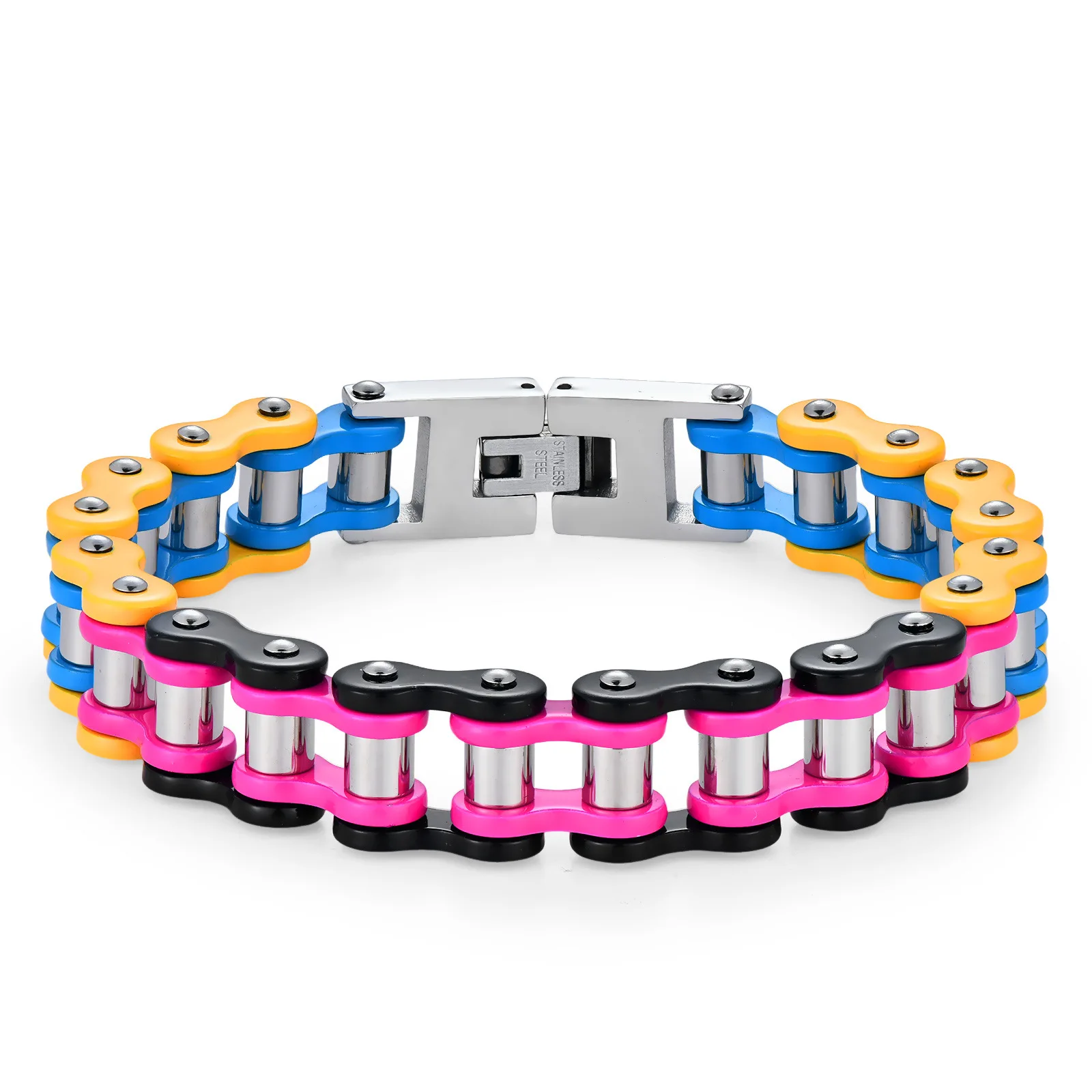 

1pc New Cool Punk Motorcycle Bracelet for Men Women, Stylish Vintage Stainless Steel Versatile Buckle Bracelet