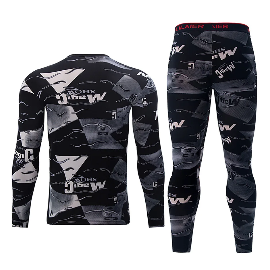 Herren Herbst-Winter Thermo-Unterwäsche-Set Goldenes Fleece Verdickte Europäische und US-Größen Modisch Bedruckte Lange Unterhosen Warme Basisschicht Oberteil – Detail 10