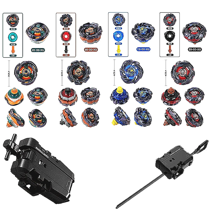 Trottole in metallo serie UX UX0005 UX0008 Set da battaglia ad alte prestazioni con lanciatori di precisione Combat Arena