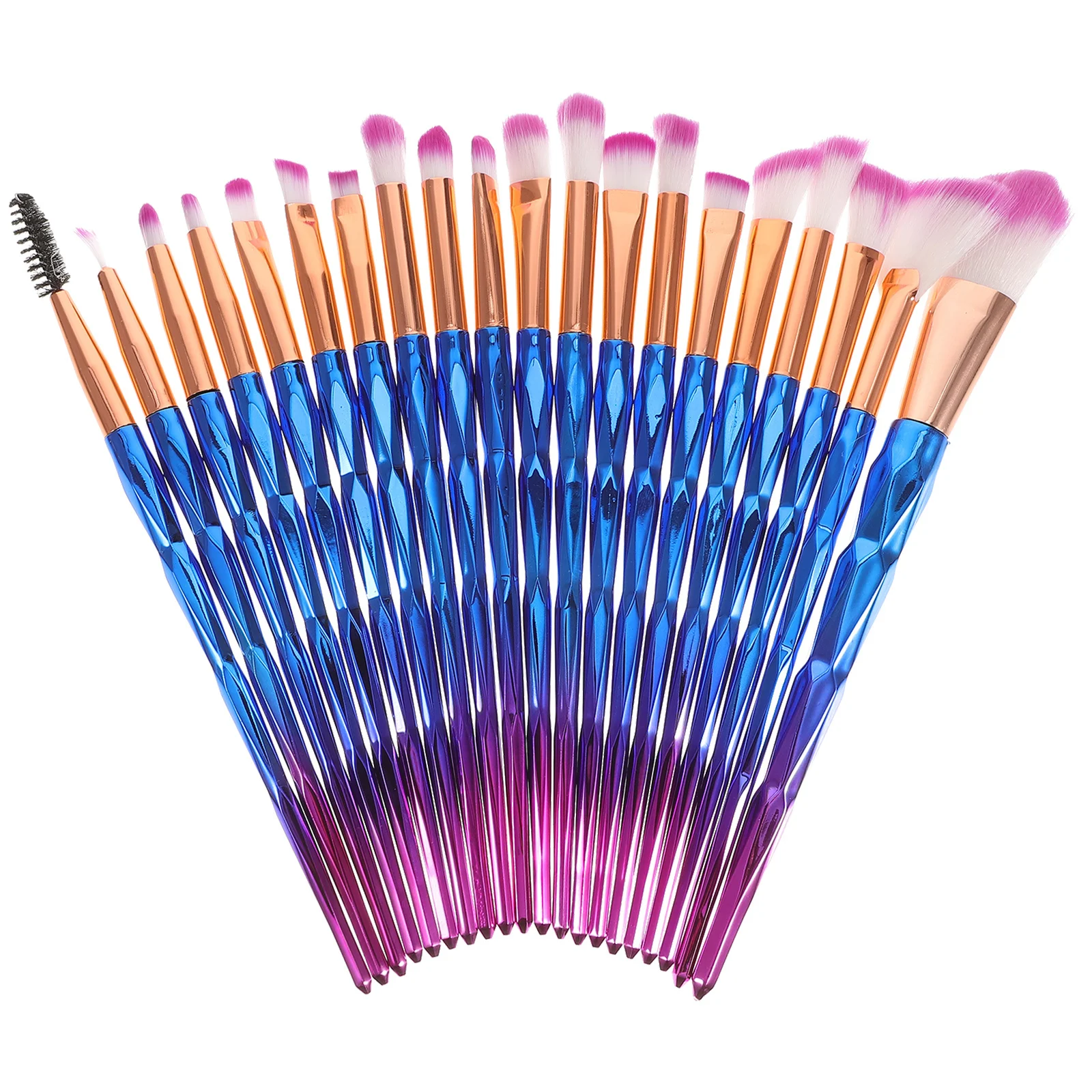 20 個のメイクブラシセットユニークな透明ハンドルソフトで滑らかな合成毛ツール女性のための日常使用眉毛