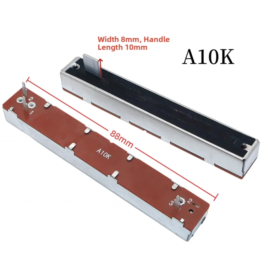 Silver 88mm Long Travel Slide Potentiometer 3-Pin A10K B10K Linear Resistor For Panel Mounting Radio Equipment Passive Parts