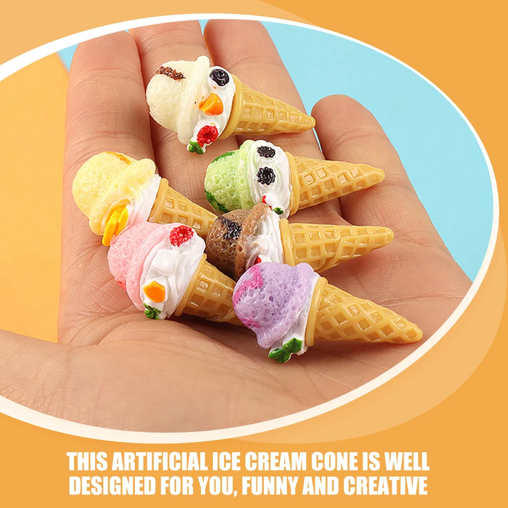 

12 Pcs Simulation Ice Cream Charms Prop Props Accessories Miniature Decor Resin Cute Child