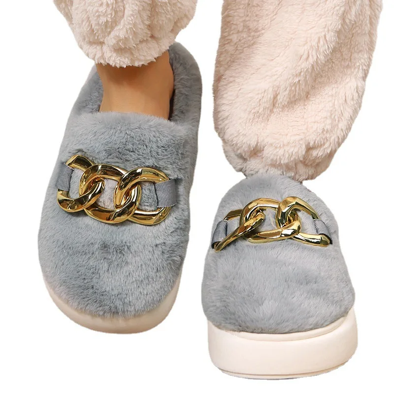 Womens Winter Warm Cotton House Slippers Female Indoor Plus Fur House Slippers Shoes Ladies House hold Footwear Women Slipper