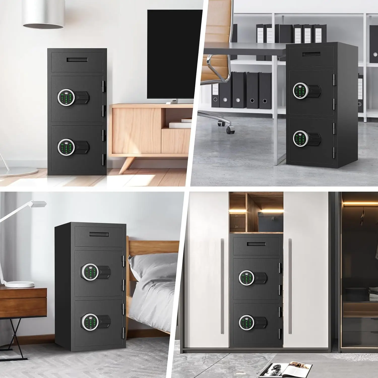 6.5 Cub Extra Large Home Safe Box Fireproof Waterproof with Drop Slot, Digital Drop Slot Safe with Double Door & Key Hook, Money