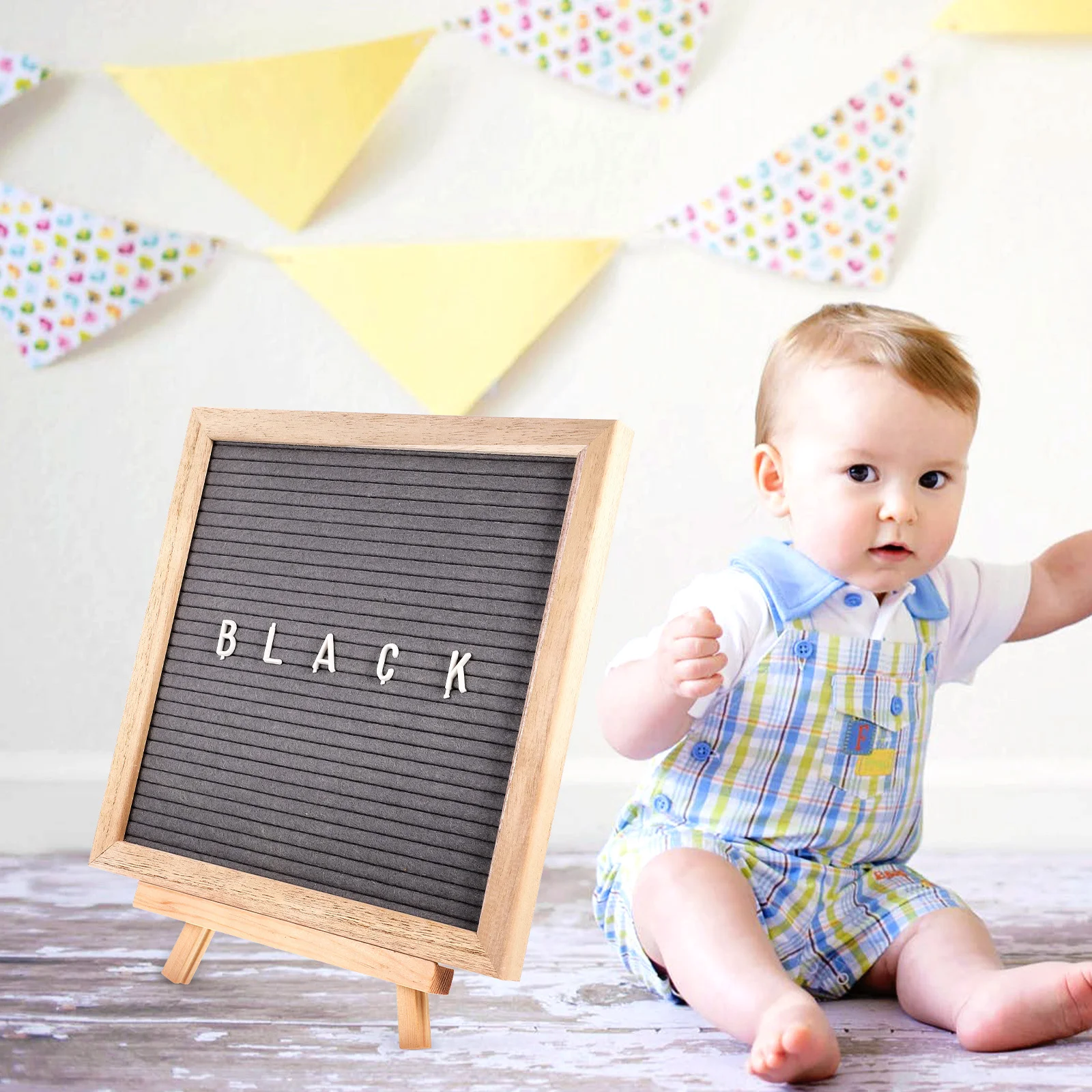 1Set Felt Letter Board with Wooden Easel Stand for Desktop Display and Event Decor Felt Letter Board Home Accessory