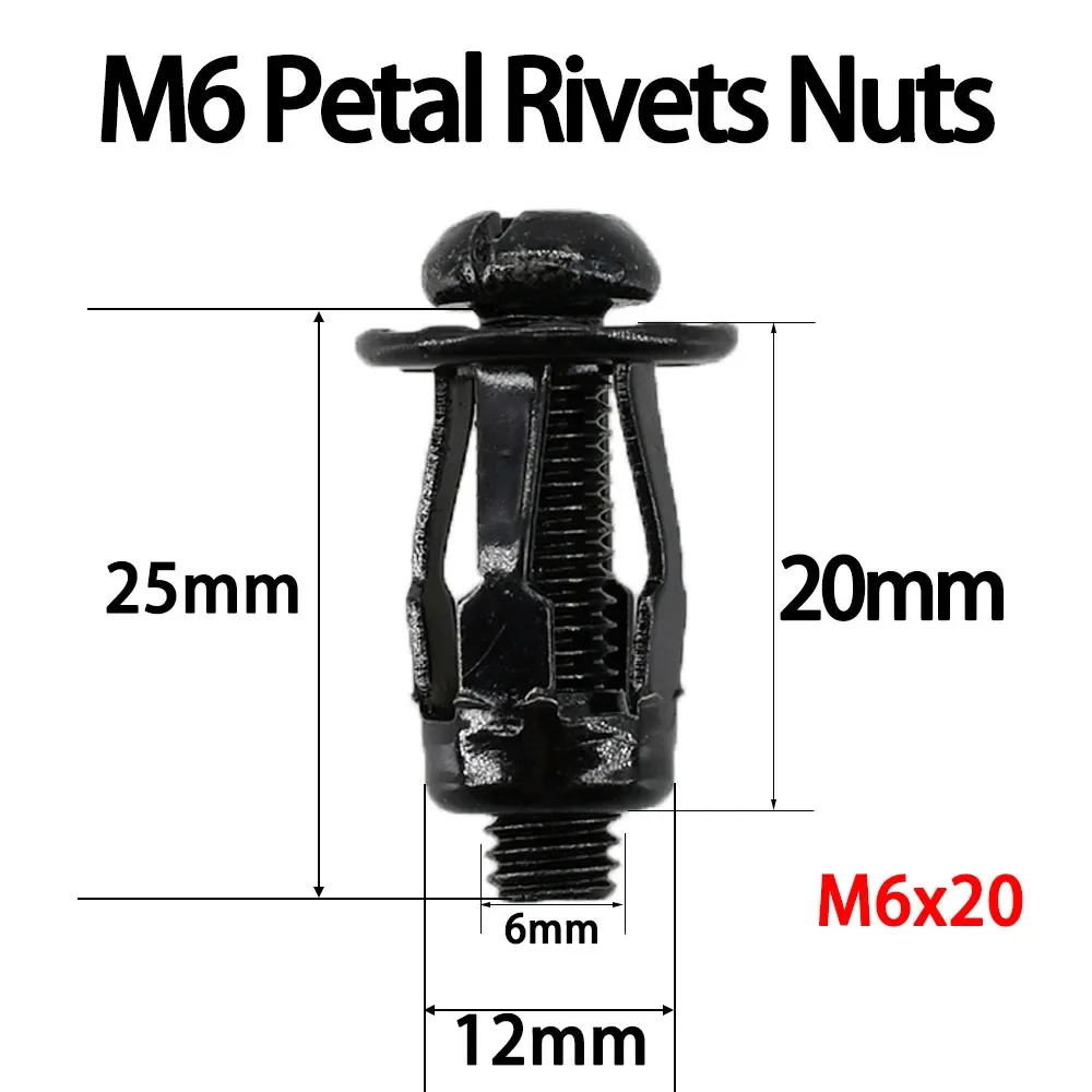 Petal Shape Metal Rivet Nut Screw Hexagonal Phillips Bolt Panel License Plate Clamp Lock Expansion Jack Nut Rivetnut M4 M5 M6 M8
