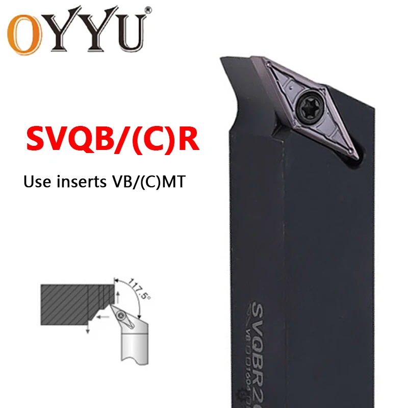 Svqcr Svqbr 1212 1616 2023 2525 Torneamento Externo Ferramenta Titular Cnc Carboneto Inserções Vbmt Vcmt Torno Cortador Haste Barra Svqcr2525m16