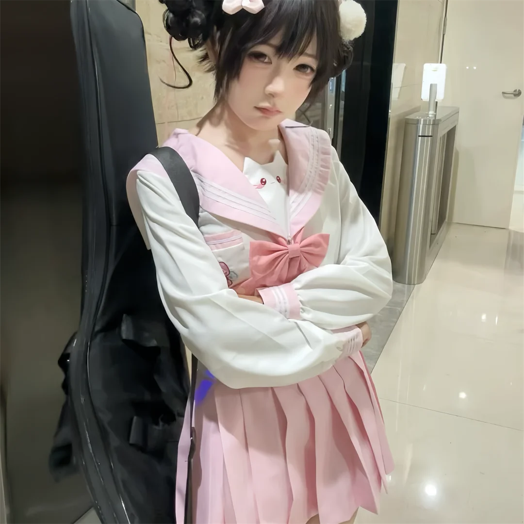 Japanese JK Uniform High-quality Class Uniforms Sailor Suit for Girls Pink Suits Tops Skirt Tie School Uniform Clothing Seifuku