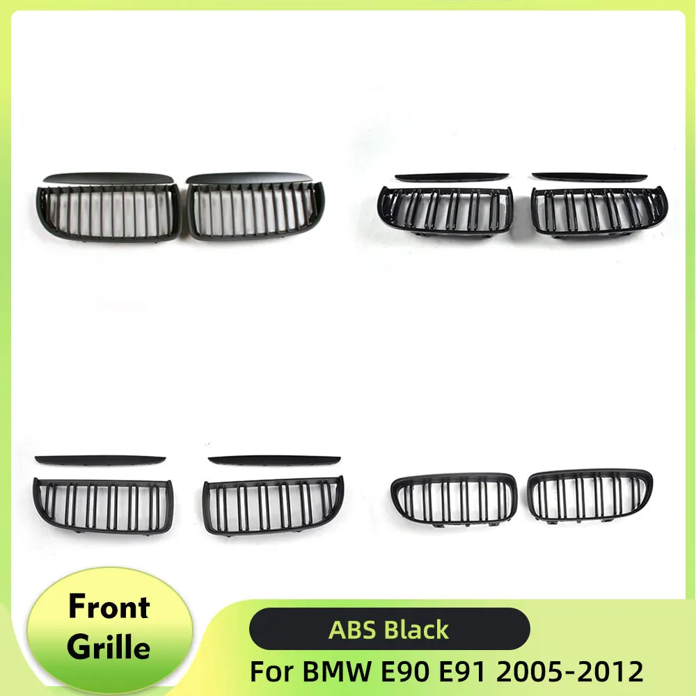 Car Front Gloss Balck Grills Grille for BMW E90 E91 3 Series 2005-2012 LCI PreLCI Front Bumper Kidney Grill
