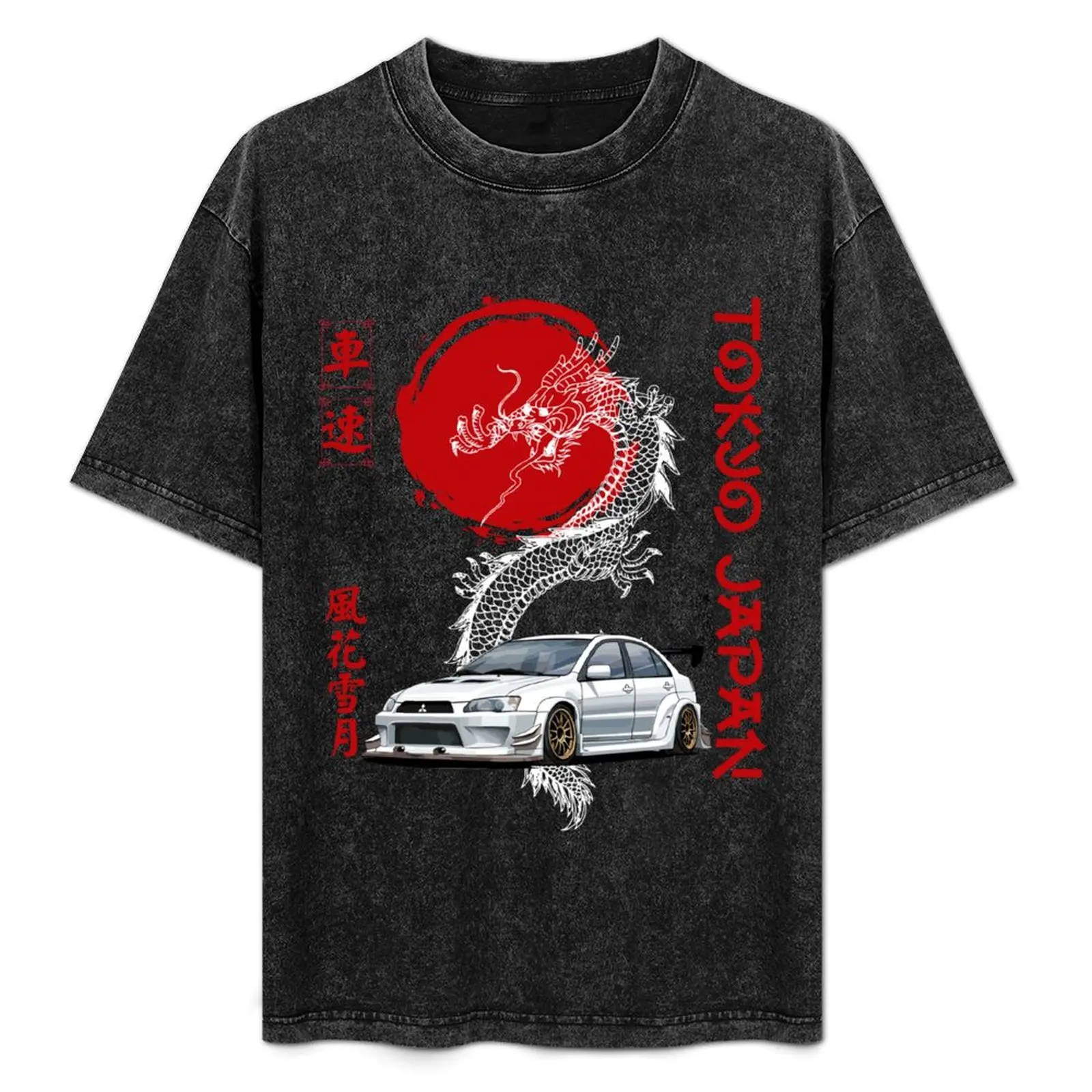 

JDM EVO 9 Japanese Art Dragon Red Sun Car Tuning Drift Car T-Shirt korean fashion baggy shirts vintage t shirts for men