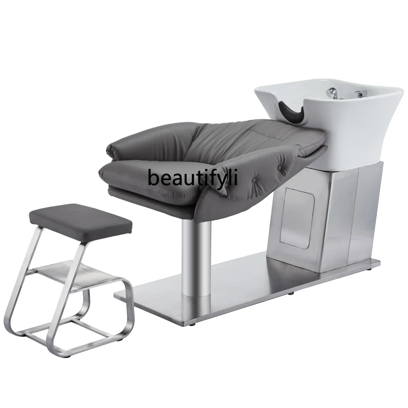 

Hair Salon Lying Half Shampoo Chair Hair Saloon Dedicated Flushing Bed Massage Couch Salon Ceramic Basin Massage